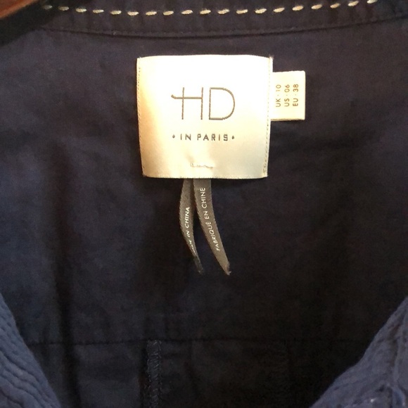 Anthropologie long sleeve half button down, navy tunic shirt - Picture 4 of 5